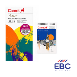 Camel Artist Gouache Colours 12 Shades 9ml (Free 1 N Camel A5 Premium Sketch Book)